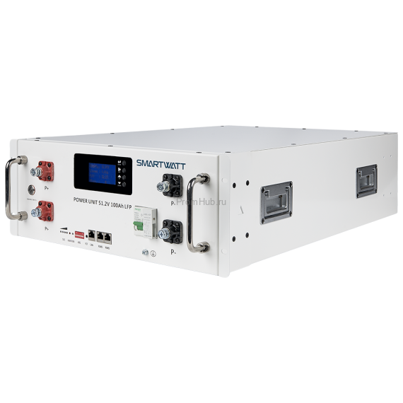 Накопитель литиевый SMARTWATT POWER UNIT 5.12 кВт, 51.2 В, 100 Ач, LFP PRISM 16S1P, активная балансировка, белый ПромХаб | PromHub