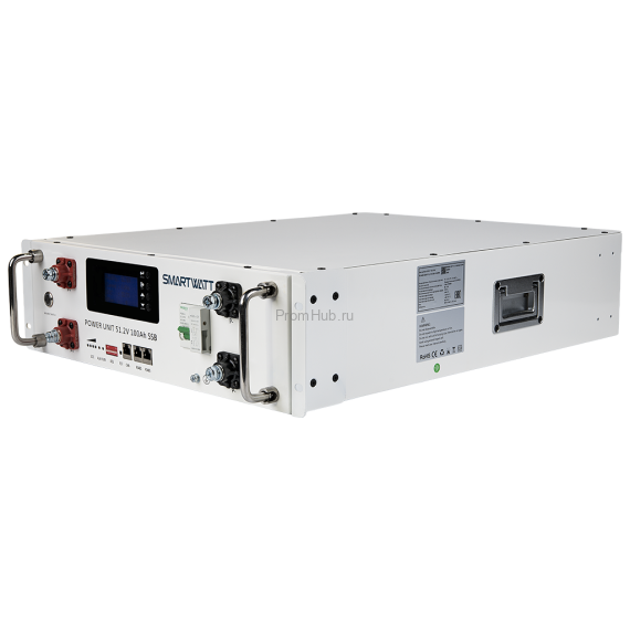 Накопитель литиевый SMARTWATT POWER UNIT 5.12 кВт, 51.2 В, 100 Ач, LFP SSB 16S2P, активная балансировка, белый ПромХаб | PromHub