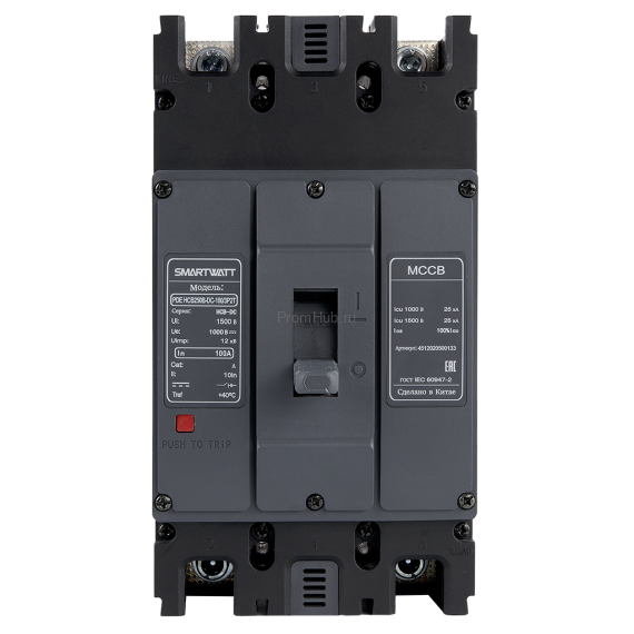Автоматический выключатель в литом корпусе SMARTWATT PDE HCB250B-DC-100/3p2t, 100 А, 3P (2-проводной), 25 кА ПромХаб | PromHub