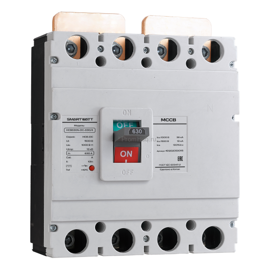 Автоматический выключатель в литом корпусе SMARTWATT PDE HCB630N-DC-630/4, 630 А, 4P, 40 кА ПромХаб | PromHub