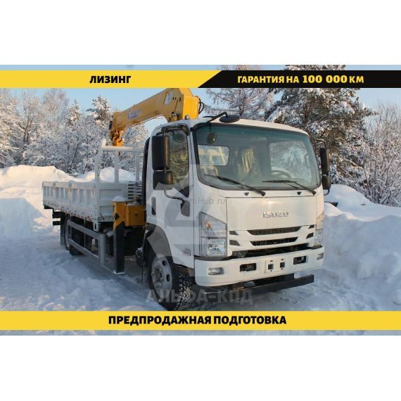 Бортовой автомобиль на шасси Isuzu Elf 4х2, 205 л.с, борт 6,3 м, с КМУ XCMG 5 т ПромХаб | PromHub