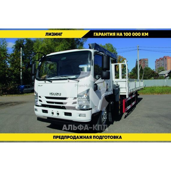 Бортовой автомобиль на шасси Isuzu Elf 4х4, 190 л.с, борт 6.5 м, с КМУ 5 т ПромХаб | PromHub