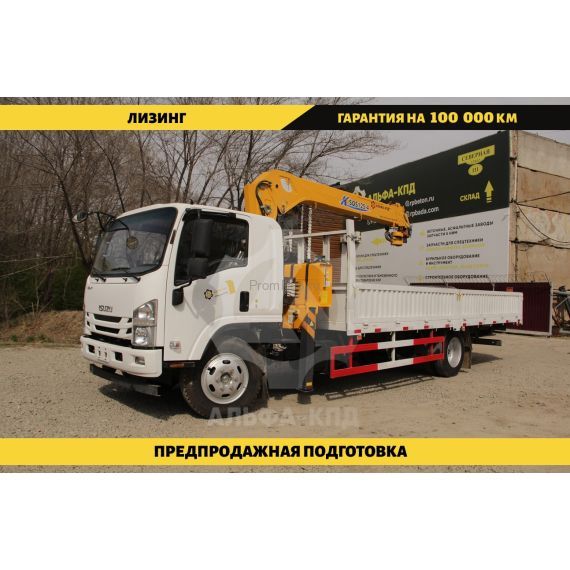 Бортовой автомобиль на шасси Isuzu Elf 4х2, 205 л.с., борт 6 м, с КМУ XCMG 5 т ПромХаб | PromHub